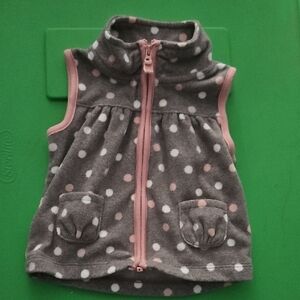 Carter's Gray and Pink Polka Dot Vest